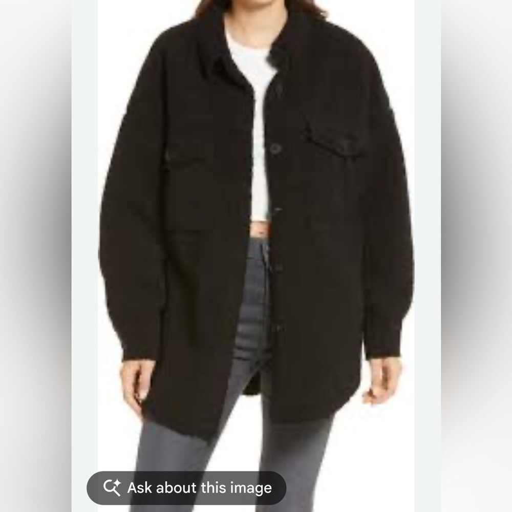 NWOT 169.09 GOOD AMERICAN Contour Faux Shearling Jacket 1/2